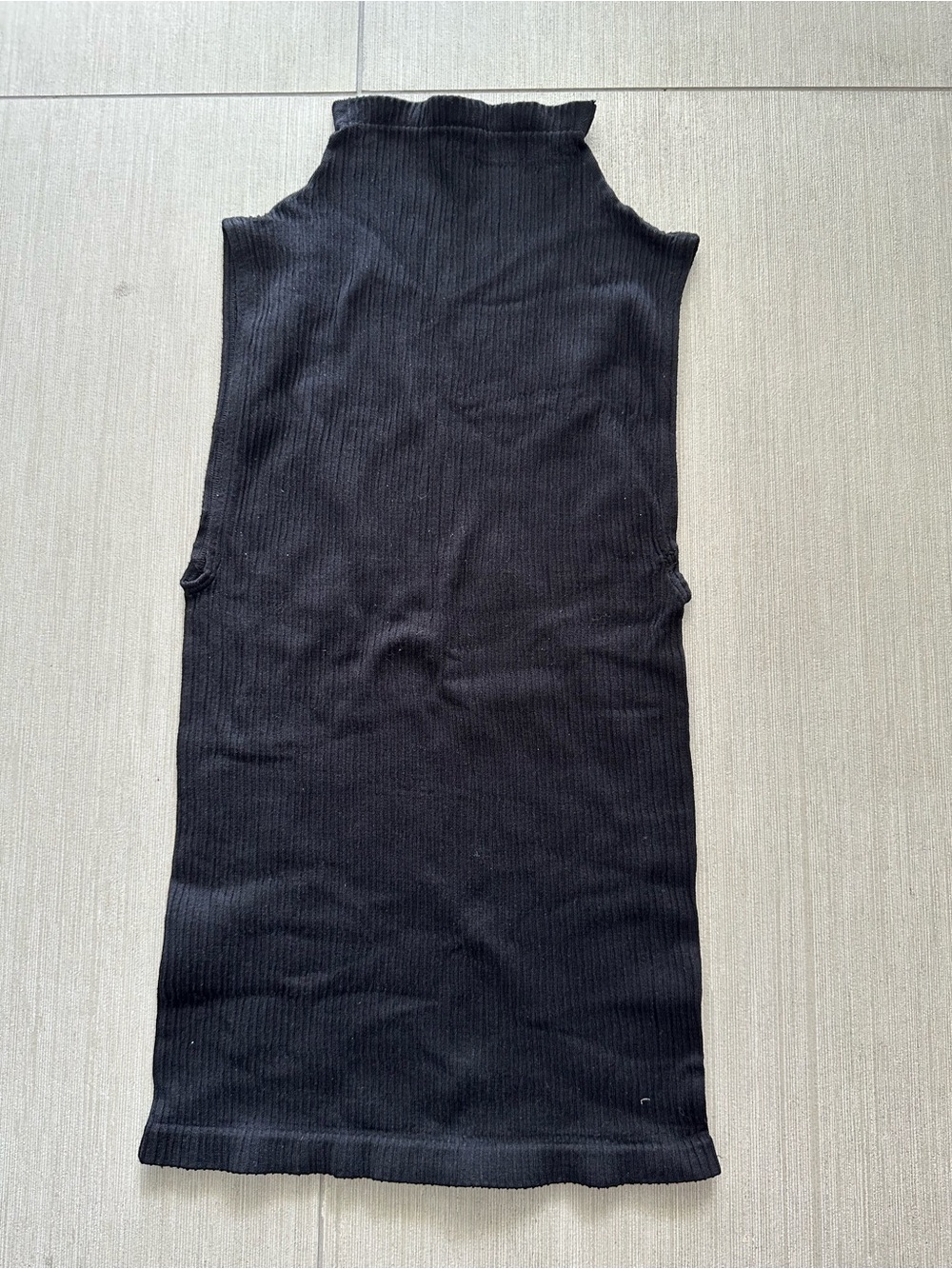 Black Ribbed Sleeveless Mock Neck top